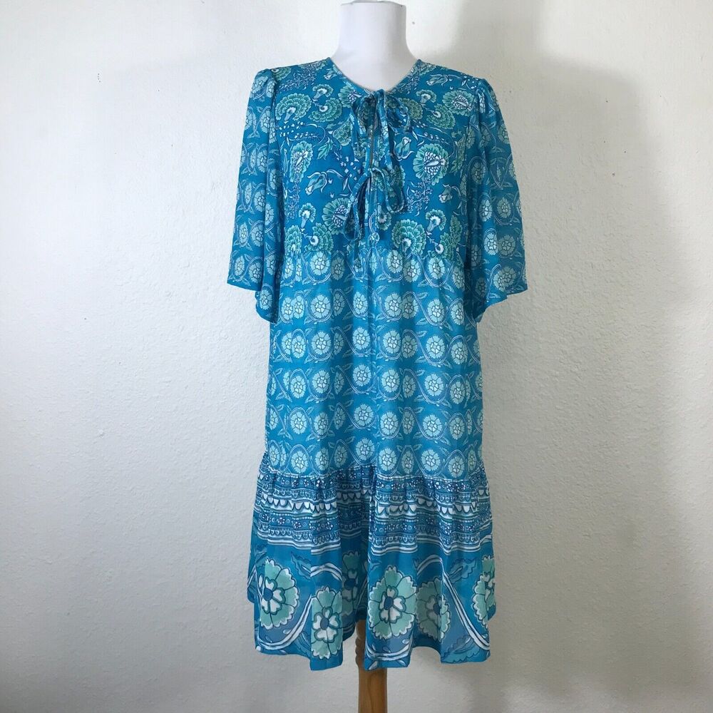 Smith & Quinn Dress Women's Size Large Florence Blue Floral‎ Mini Polyester
